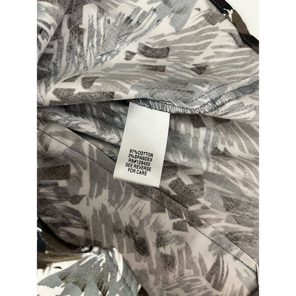 Apt.9 Women’s Blouse Cap Sleeve Collared Petite Large Button Down Belted Geo - Picture 4 of 11